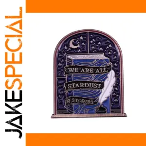 Celestial Book Enamel Pin with Quill