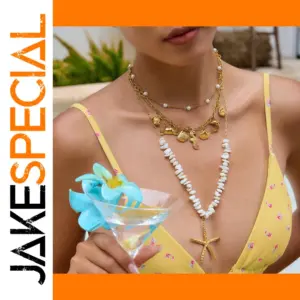 Trendy Gold Stainless Steel Sea Star Necklace