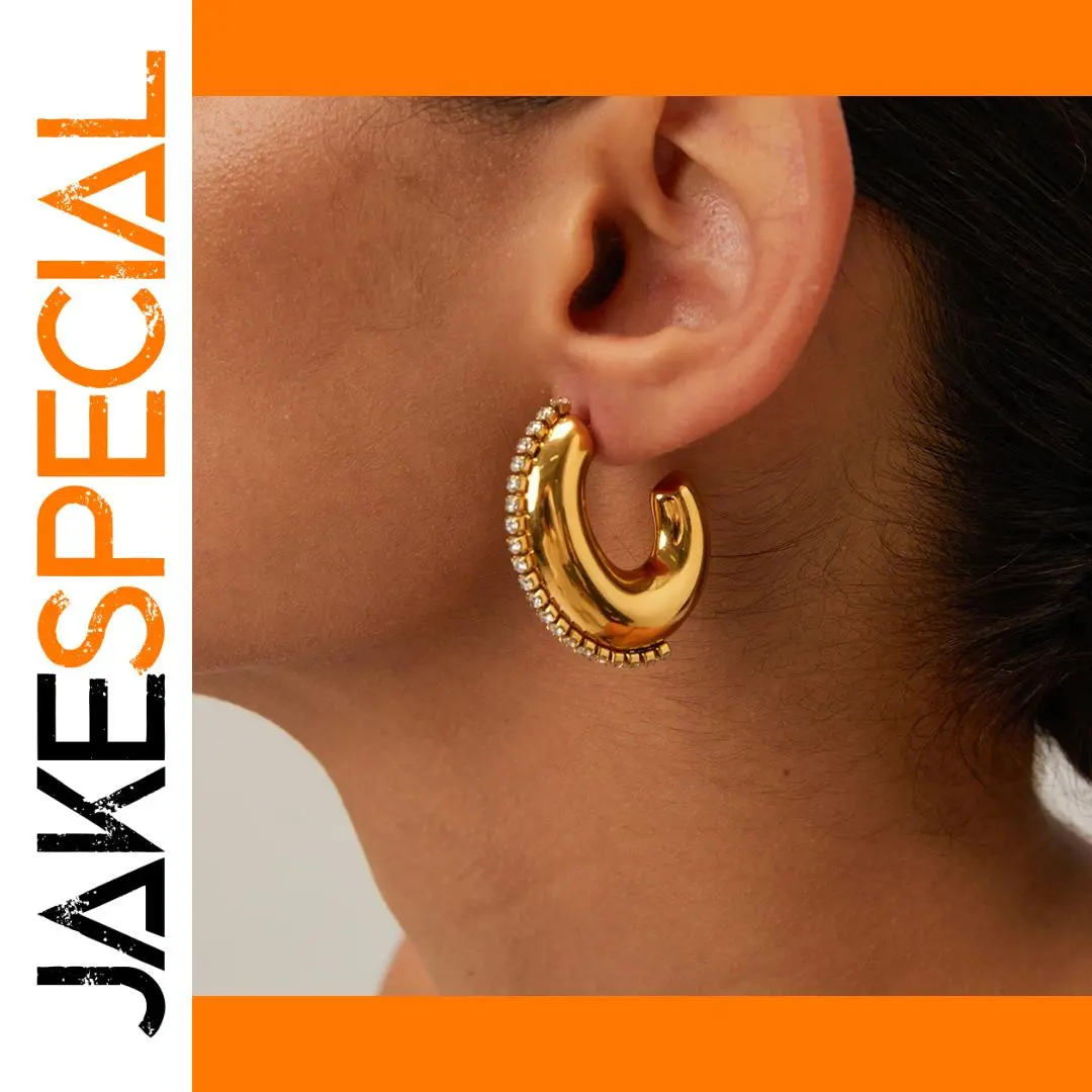 Stainless Steel Gold Hoop Earrings 15g 1 Stainless Steel Gold Hoop Earrings 15g