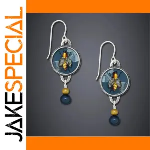 Vintage Silver and Bee Drop Earrings