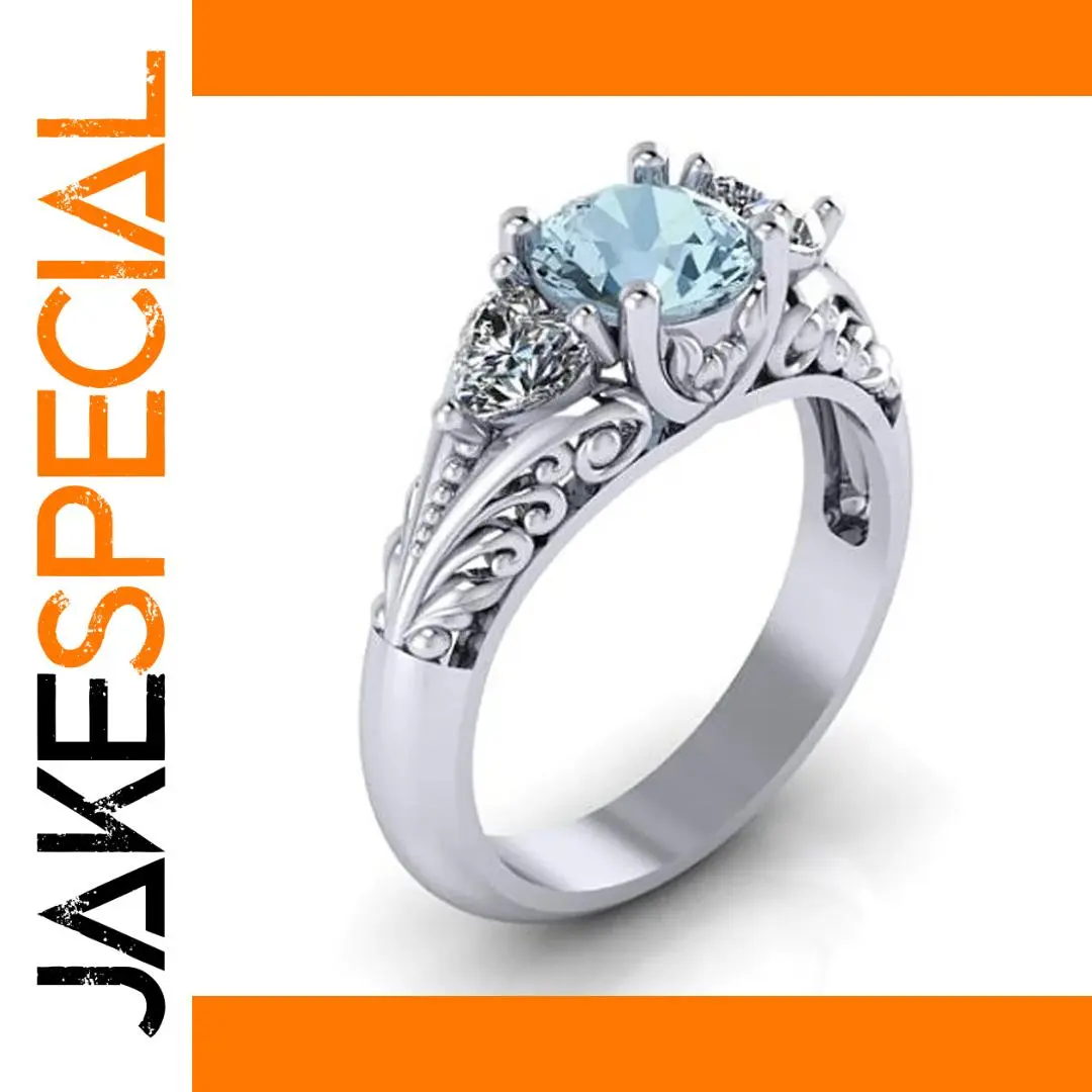 Silver and Blue Gem Cocktail Ring 1 Silver and Blue Gem Cocktail Ring