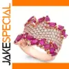 Two-Tone Pink and White Cubic Zirconia Ring