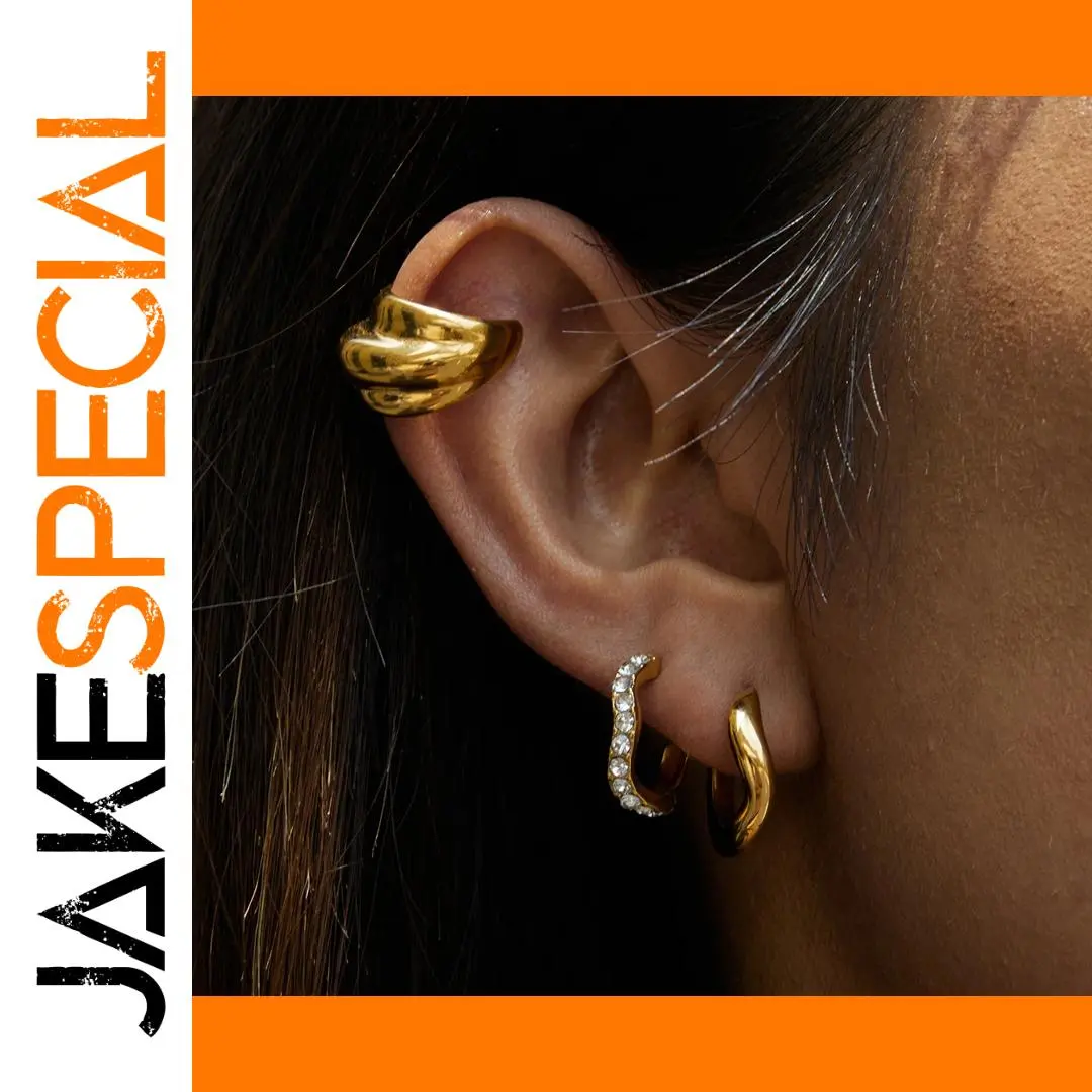 Elegant Stainless Steel Gold Ear Clip Set 1 Elegant Stainless Steel Gold Ear Clip Set
