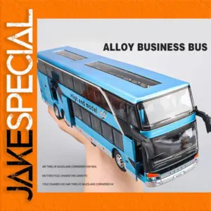 Vibrant Blue Diecast Alloy Double-Decker Bus Model