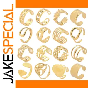 Elegant Stainless Steel Gold Adjustable Ring Collection