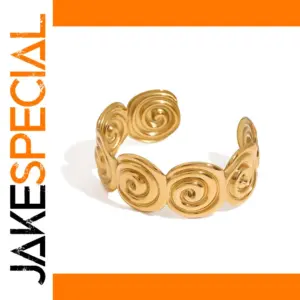Stainless Steel Gold Spiral Cuff Bracelet