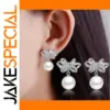 Sterling Silver Bowknot Earrings with Pearls