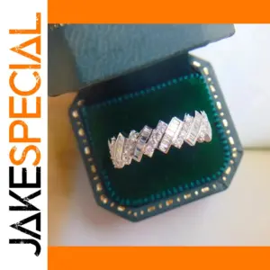 Sterling Silver Geometric Ring with Zircon Accents