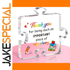 Bright Puzzle Piece Teacher Appreciation Plaque
