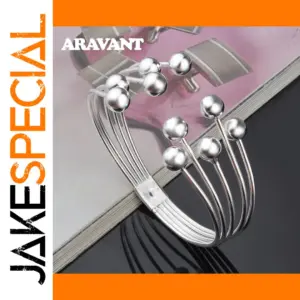 925 Silver Multi-Line Bead Open Cuff Bracelet