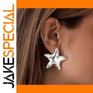 Gold Stainless Steel Star Earrings Model JDE0102006