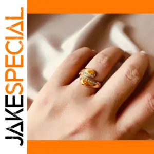 Stainless Steel Water Drop Ring with Rhinestones