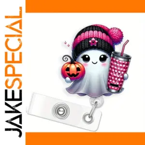 Halloween Ghost Badge Clip with Beanie