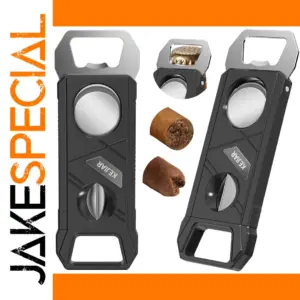KEJIAR 3-in-1 Black Cigar Cutter with Bottle Opener