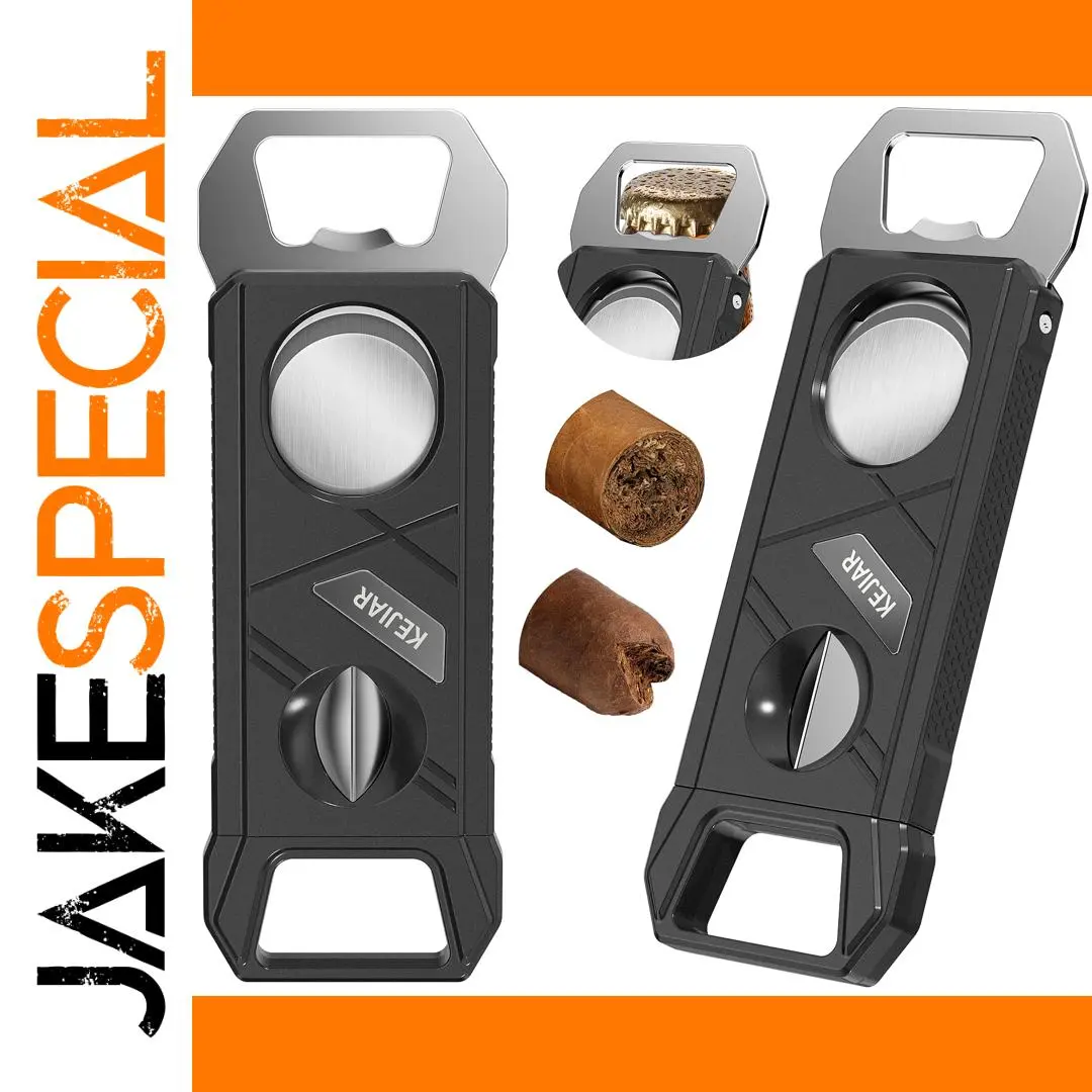 KEJIAR 3-in-1 Black Cigar Cutter with Bottle Opener 1 KEJIAR 3-in-1 Black Cigar Cutter with Bottle Opener