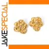 Gold Floral Stainless Steel Stud Earrings