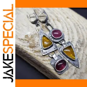 Vintage Triangle Drop Earrings in Silver or Gold