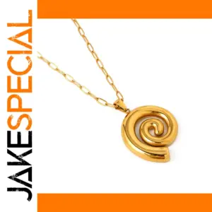 Stainless Steel Gold Spiral Pendant Necklace