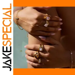 Elegant Gold Stainless Steel Zircon Ring