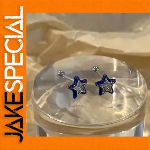 Y2k Blue Crystal Star Earrings 10mm