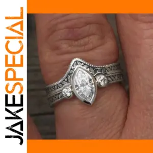 Vintage Geometric Cocktail Ring with White Stone