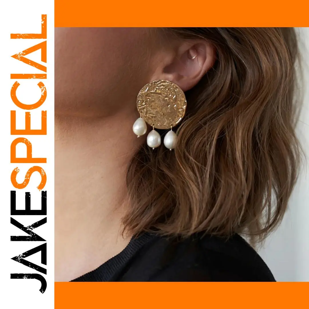 Vintage Stainless Steel Pearl Drop Earrings 1 Vintage Stainless Steel Pearl Drop Earrings