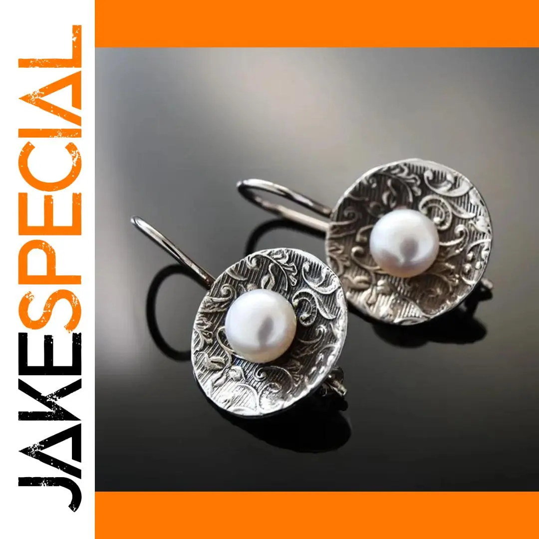 Vintage Silver Drop Earrings with Pearls 1 Vintage Silver Drop Earrings with Pearls