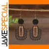 Vintage Geometric Drop Earrings with Leather Accents