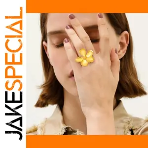 Stainless Steel Gold Flower Ring