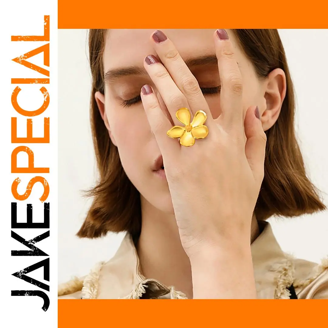 Stainless Steel Gold Flower Ring 1 Stainless Steel Gold Flower Ring