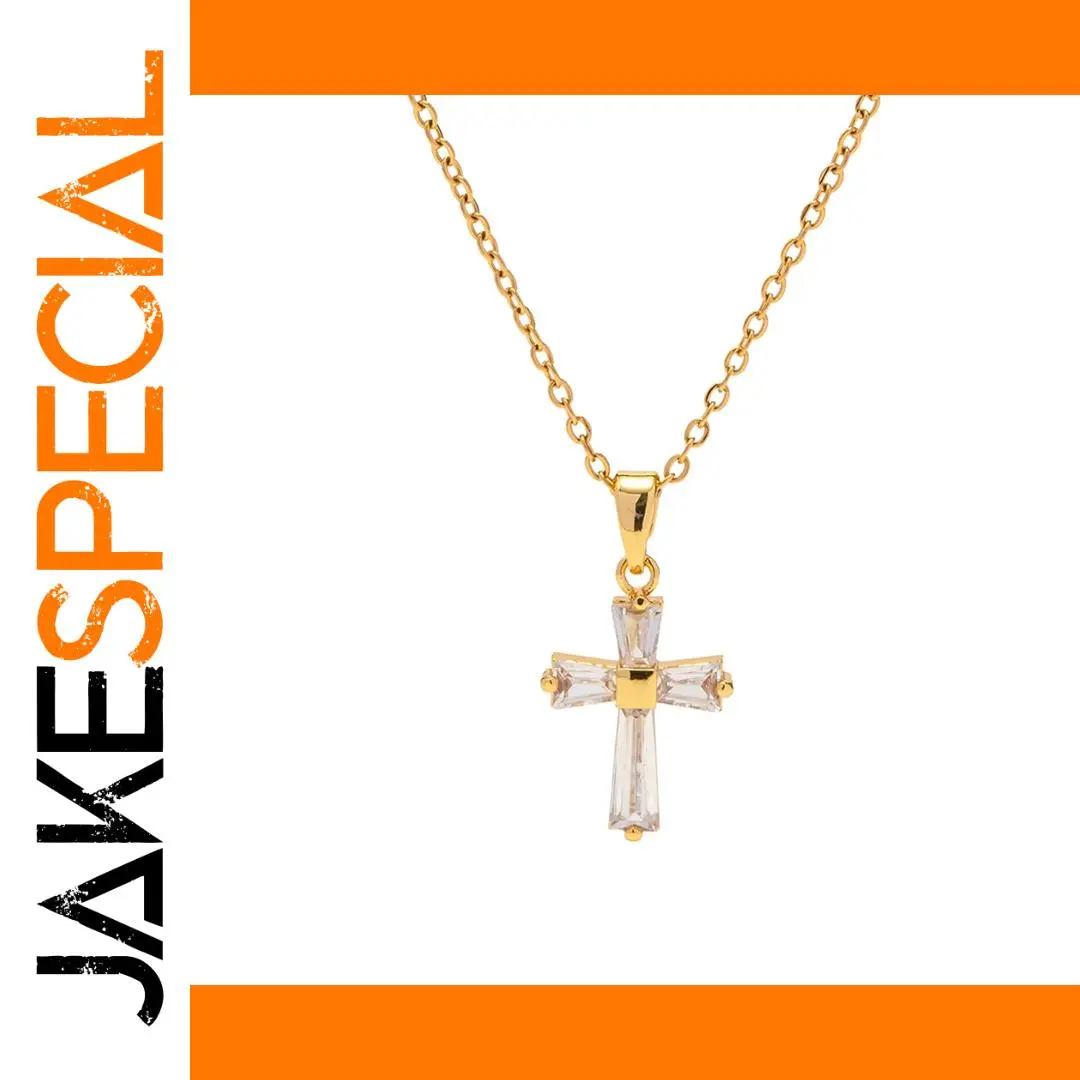 Geometric Cross Necklace in Stainless Steel 1 Geometric Cross Necklace in Stainless Steel