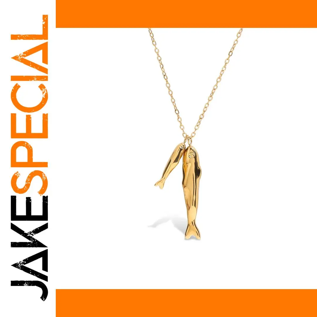 Gold-Tone Stainless Steel Dolphins Necklace 1 Gold-Tone Stainless Steel Dolphins Necklace