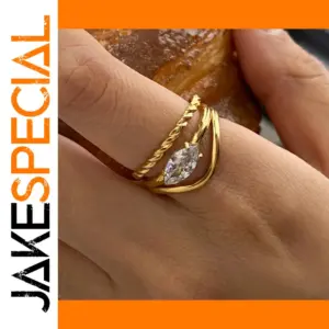 Elegant Stainless Steel Gold Ring Set JDR0211015-7