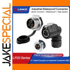 Industrial Waterproof LP20 90° Connector with Multiple Pins