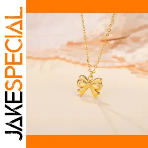 Stainless Steel Gold Bowknot Necklace for Women