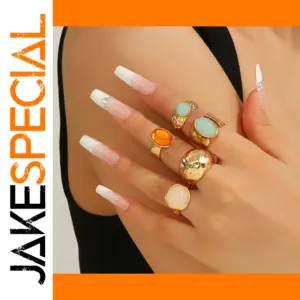 Luxury Acrylic Stone Fashion Rings Set for Women