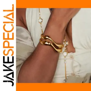 Stainless Steel Gold Wave Cuff for Women