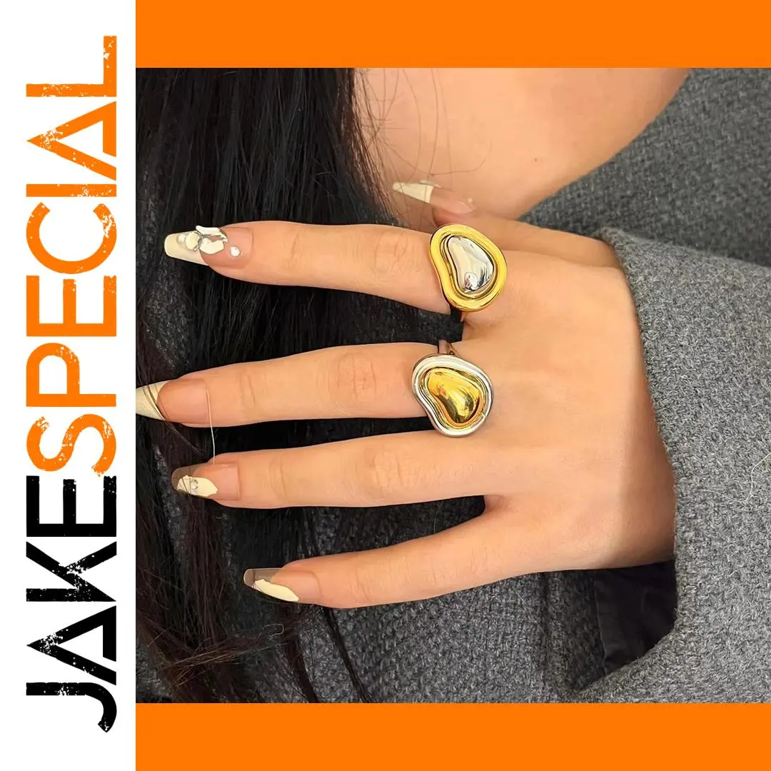 Stainless Steel Heart-Shaped Gold Ring 1 Stainless Steel Heart-Shaped Gold Ring