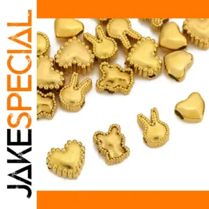 Set of Stainless Steel Animal and Heart Beads