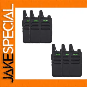 Six-Piece Black UHF Walkie Talkie Set 400-470 MHz