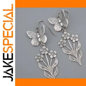 Vintage Butterfly and Floral Dangle Earrings