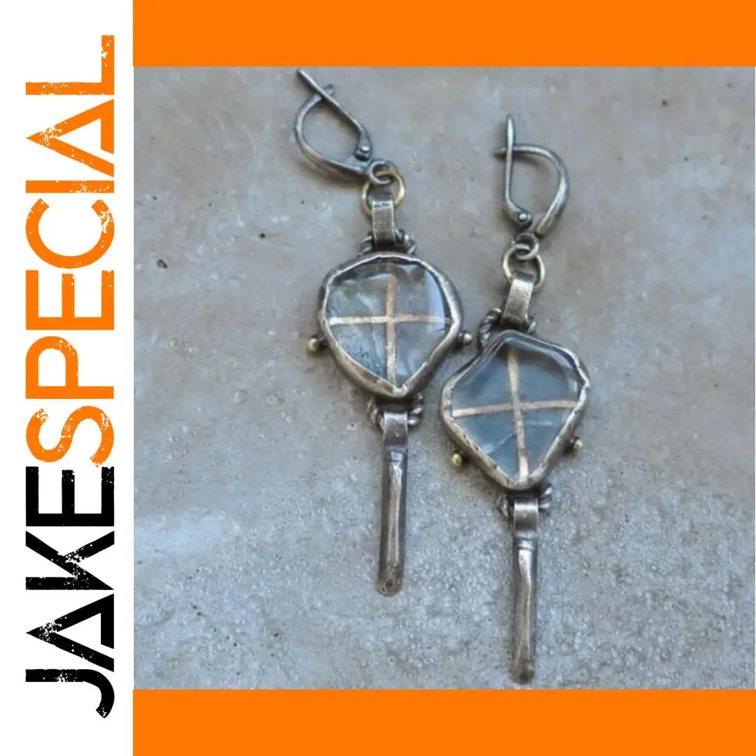 Vintage Silver Geometric Drop Earrings for Women 1 Vintage Silver Geometric Drop Earrings for Women