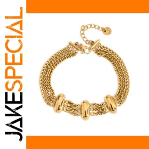 Stainless Steel Gold-Tone Three-Chain Bracelet