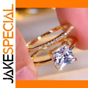 Gold and Silver Geometric Ring Set for Women