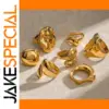 Modern Gold Stainless Steel Ring Set