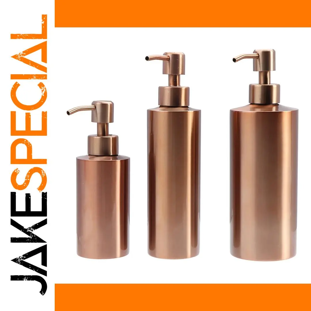 Rose Gold Stainless Steel Pump Dispenser Set 1 Rose Gold Stainless Steel Pump Dispenser Set