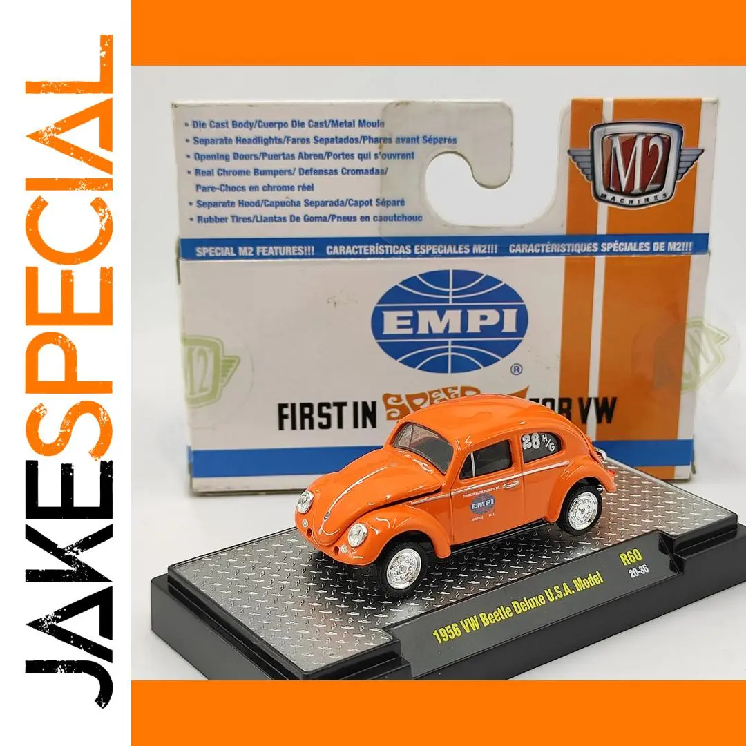 Vivid Orange 1956 VW Beetle Diecast Model 1 Vivid Orange 1956 VW Beetle Diecast Model