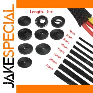 Durable 5m Black Braided PET Nylon Sleeving