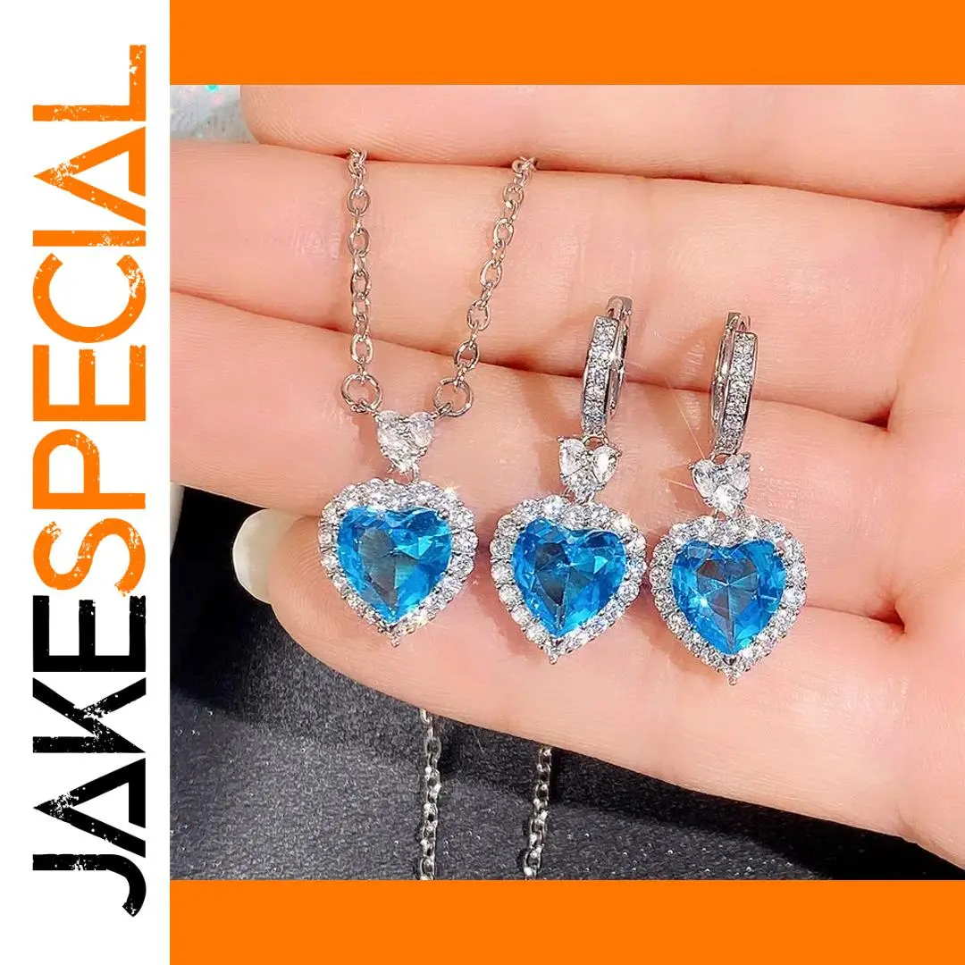Heart-Shaped Jewelry Set with Cubic Zirconia 1 Heart-Shaped Jewelry Set with Cubic Zirconia