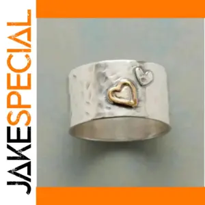 Vintage Silver-Colored Heart Cocktail Ring